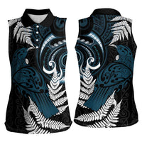 New Zealand Tui Bird Women Sleeveless Polo Shirt Maori Kowhaiwhai