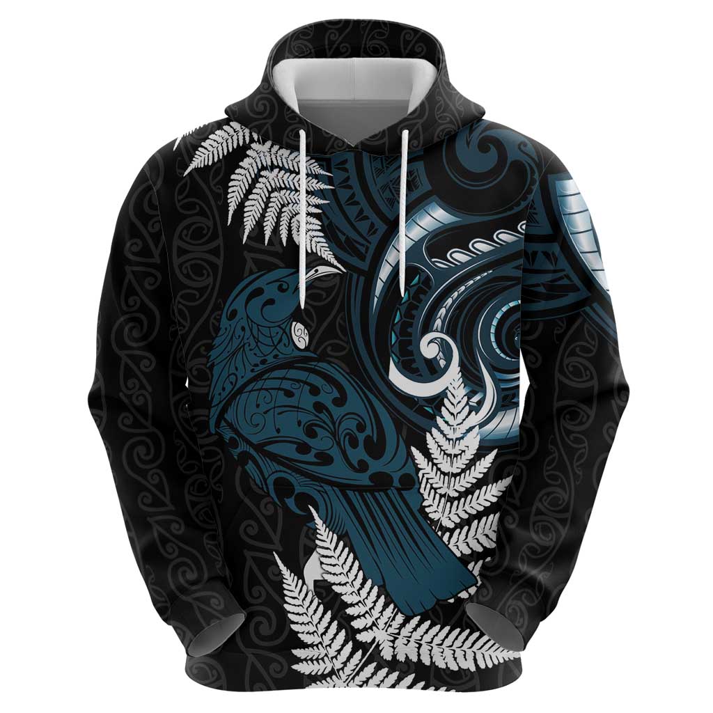 New Zealand Tui Bird Zip Hoodie Maori Kowhaiwhai LT7 - Polynesian Pride