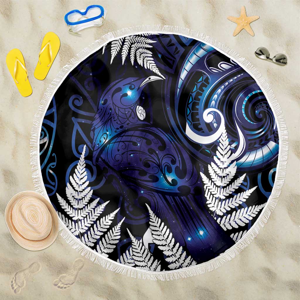 New Zealand Maori Matariki Beach Blanket Tui Bird Galaxy