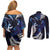 New Zealand Maori Matariki Couples Matching Off Shoulder Short Dress and Long Sleeve Button Shirt Tui Bird Galaxy