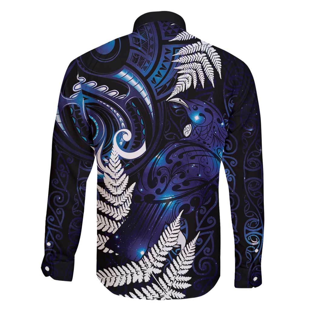 New Zealand Maori Matariki Family Matching Off Shoulder Short Dress and Hawaiian Shirt Tui Bird Galaxy LT7 - Polynesian Pride