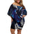 New Zealand Maori Matariki Family Matching Off Shoulder Short Dress and Hawaiian Shirt Tui Bird Galaxy