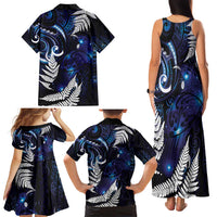 New Zealand Maori Matariki Family Matching Tank Maxi Dress and Hawaiian Shirt Tui Bird Galaxy LT7 - Polynesian Pride