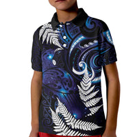 New Zealand Maori Matariki Kid Polo Shirt Tui Bird Galaxy LT7 Kid Galaxy - Polynesian Pride