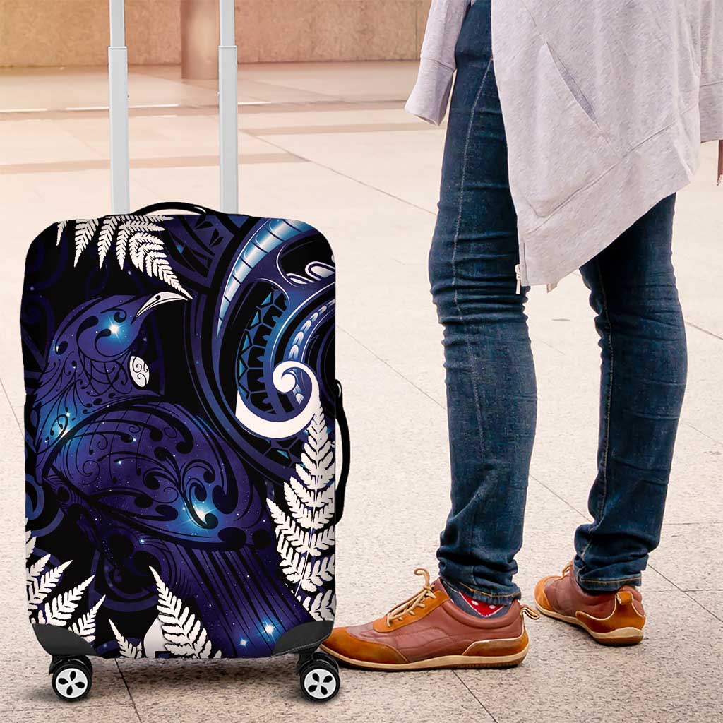 New Zealand Maori Matariki Luggage Cover Tui Bird Galaxy