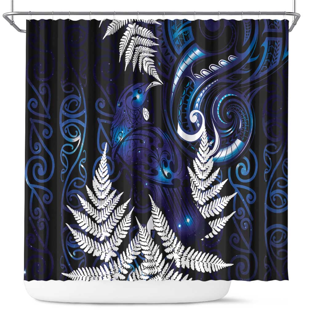 New Zealand Maori Matariki Shower Curtain Tui Bird Galaxy LT7 Galaxy - Polynesian Pride