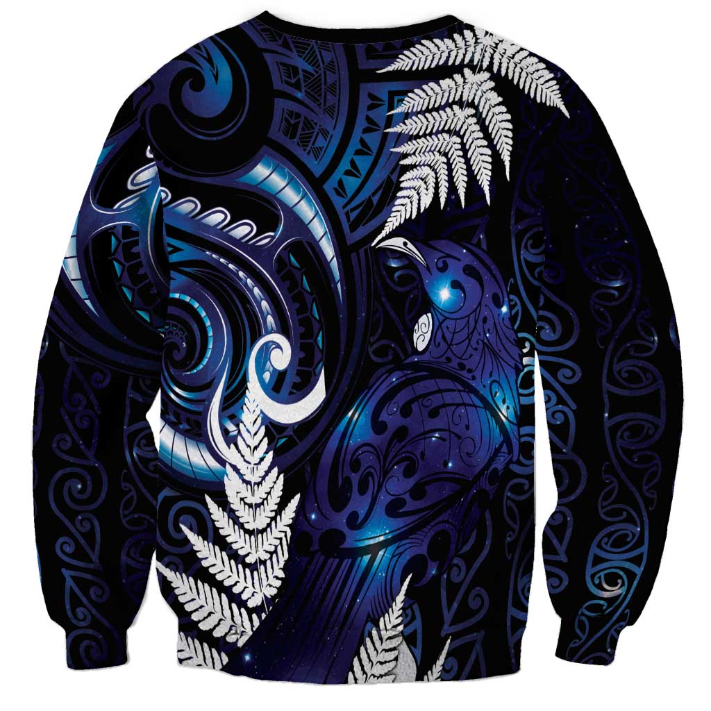 New Zealand Maori Matariki Sweatshirt Tui Bird Galaxy LT7 - Polynesian Pride