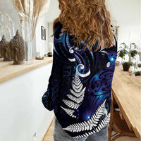 New Zealand Maori Matariki Women Casual Shirt Tui Bird Galaxy LT7 - Polynesian Pride