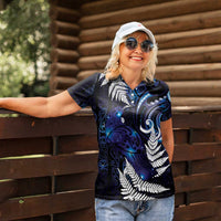 New Zealand Maori Matariki Women Polo Shirt Tui Bird Galaxy LT7 - Polynesian Pride