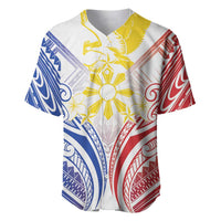 Philippines Tribal Sun Personalized Baseball Jersey Hunting Eagle LT7 White - Polynesian Pride