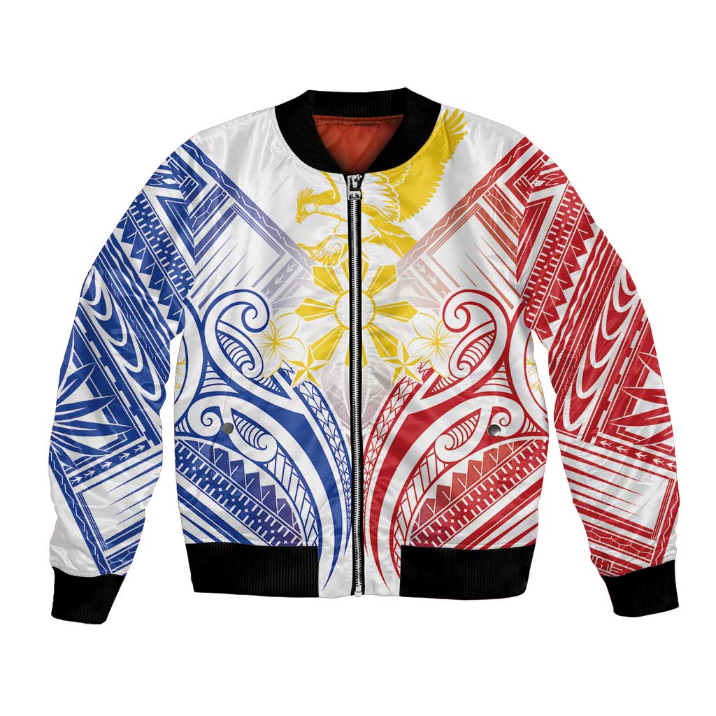 Philippines Tribal Sun Personalized Bomber Jacket Hunting Eagle