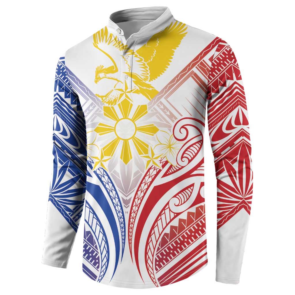Philippines Tribal Sun Personalized Button Sweatshirt Hunting Eagle LT7 - Polynesian Pride