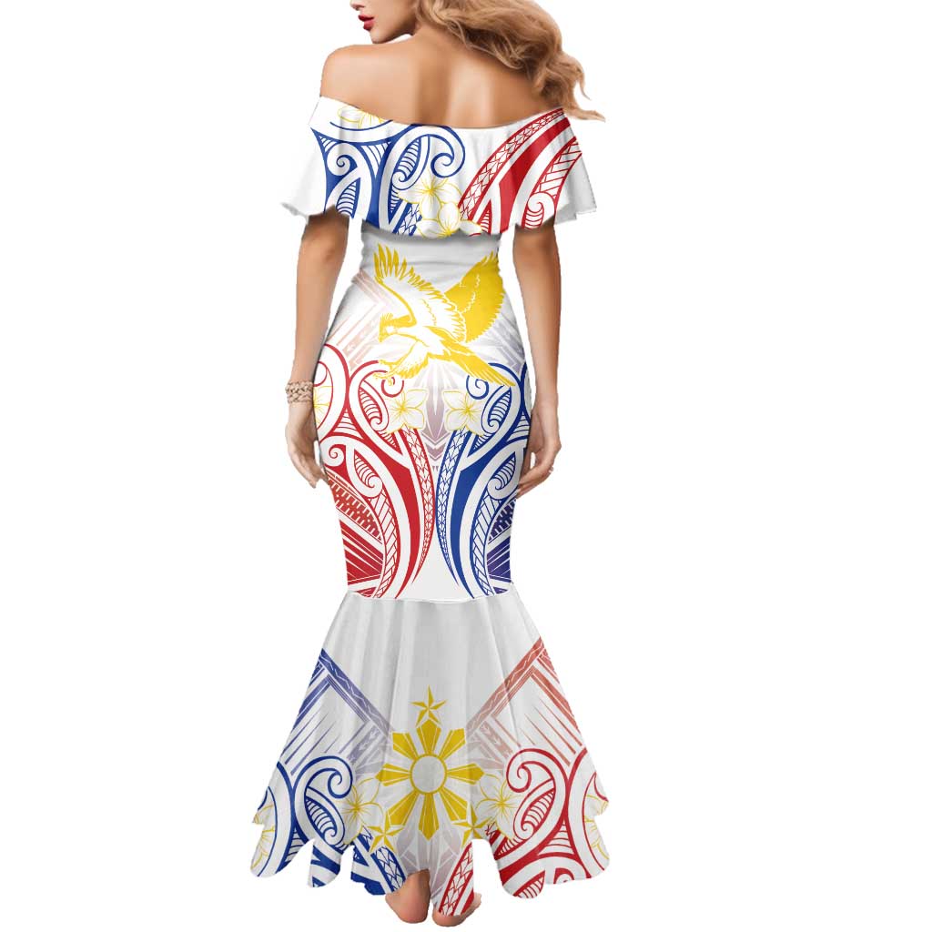 Philippines Tribal Sun Personalized Family Matching Mermaid Dress and Hawaiian Shirt Hunting Eagle LT7 - Polynesian Pride