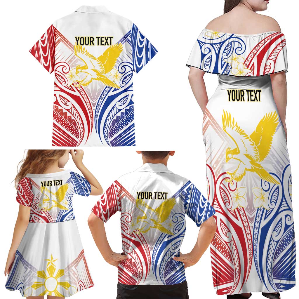 Philippines Tribal Sun Personalized Family Matching Off Shoulder Maxi Dress and Hawaiian Shirt Hunting Eagle LT7 - Polynesian Pride