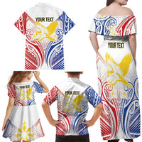 Philippines Tribal Sun Personalized Family Matching Off Shoulder Maxi Dress and Hawaiian Shirt Hunting Eagle LT7 - Polynesian Pride