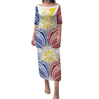 Philippines Tribal Sun Personalized Family Matching Puletasi and Hawaiian Shirt Hunting Eagle