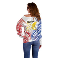 Philippines Tribal Sun Personalized Off Shoulder Sweater Hunting Eagle