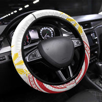 Philippines Tribal Sun Steering Wheel Cover Hunting Eagle LT7 Universal Fit White - Polynesian Pride