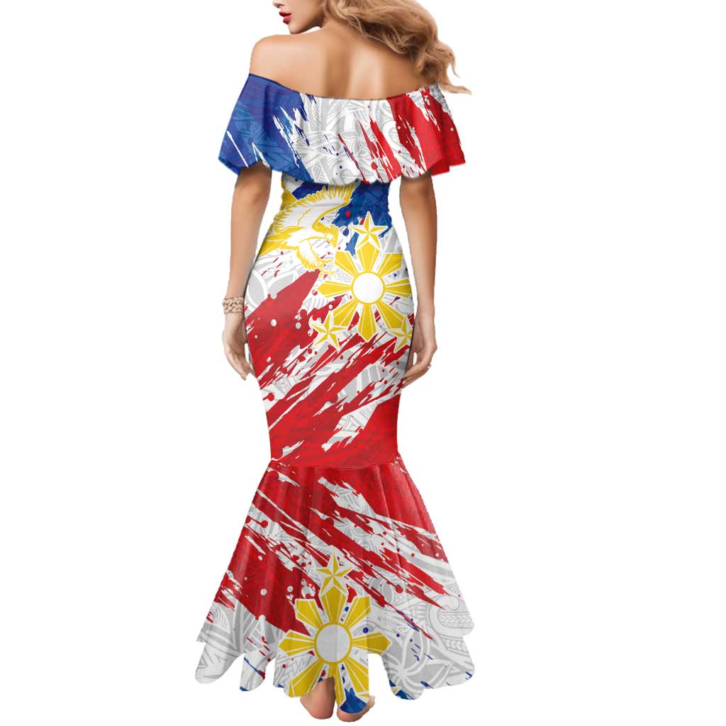 Personalized Filipino Sun and Stars Family Matching Mermaid Dress and Hawaiian Shirt Grunge Vibes LT7 - Polynesian Pride