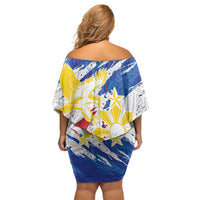Personalized Filipino Sun and Stars Family Matching Off Shoulder Short Dress and Hawaiian Shirt Grunge Vibes