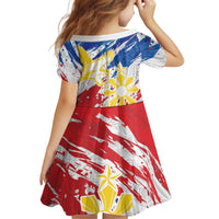 Personalized Filipino Sun and Stars Kid Short Sleeve Dress Grunge Vibes LT7 - Polynesian Pride