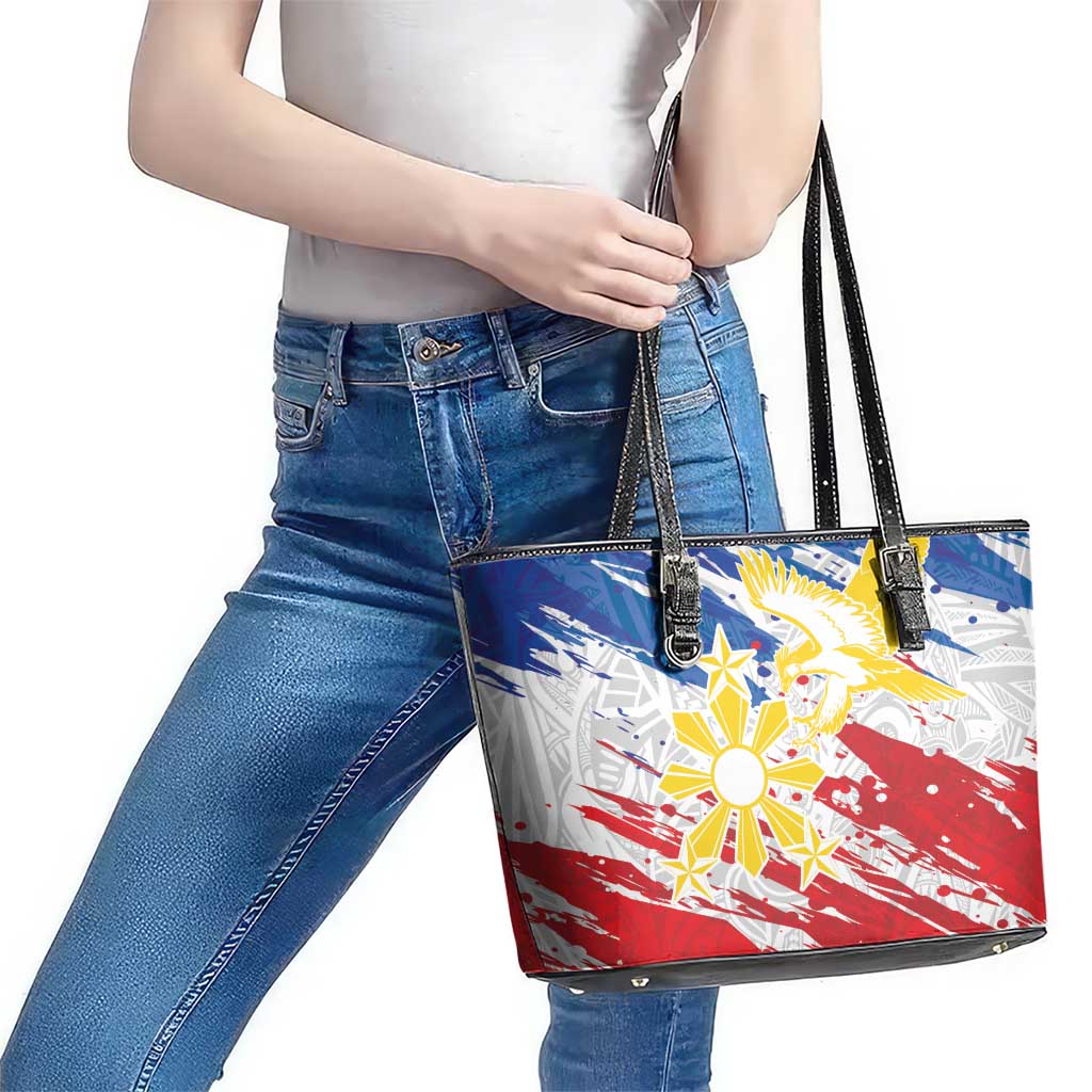 Filipino Sun and Stars Leather Tote Bag Grunge Vibes