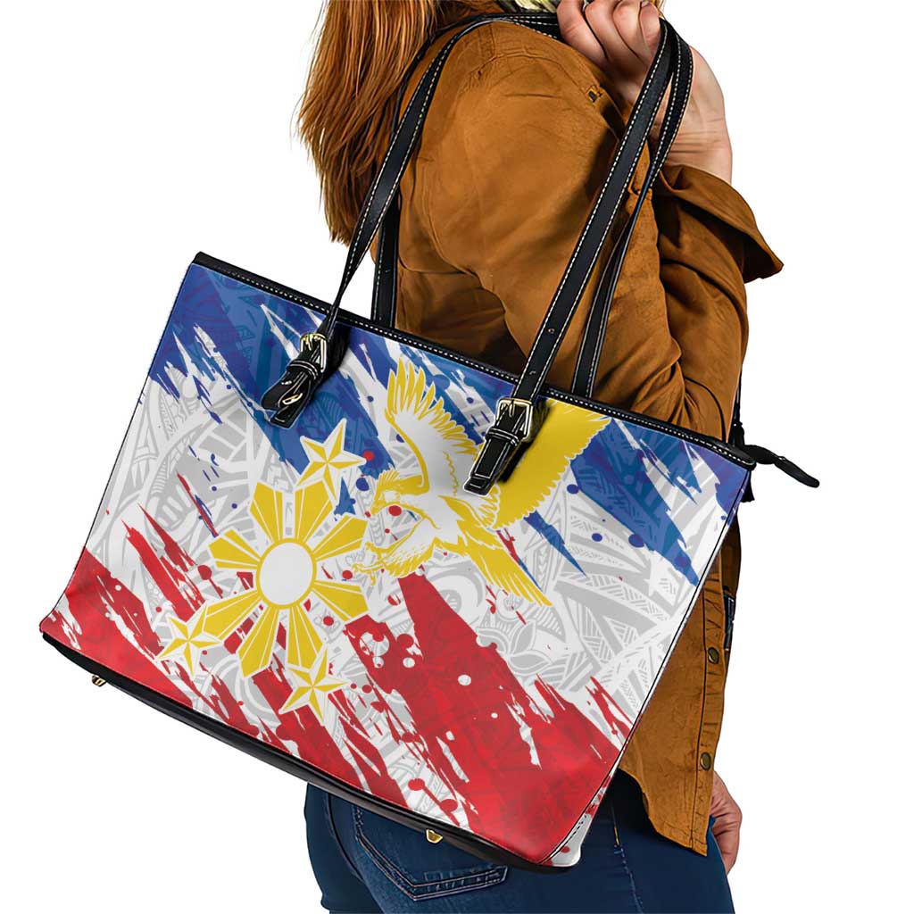 Filipino Sun and Stars Leather Tote Bag Grunge Vibes