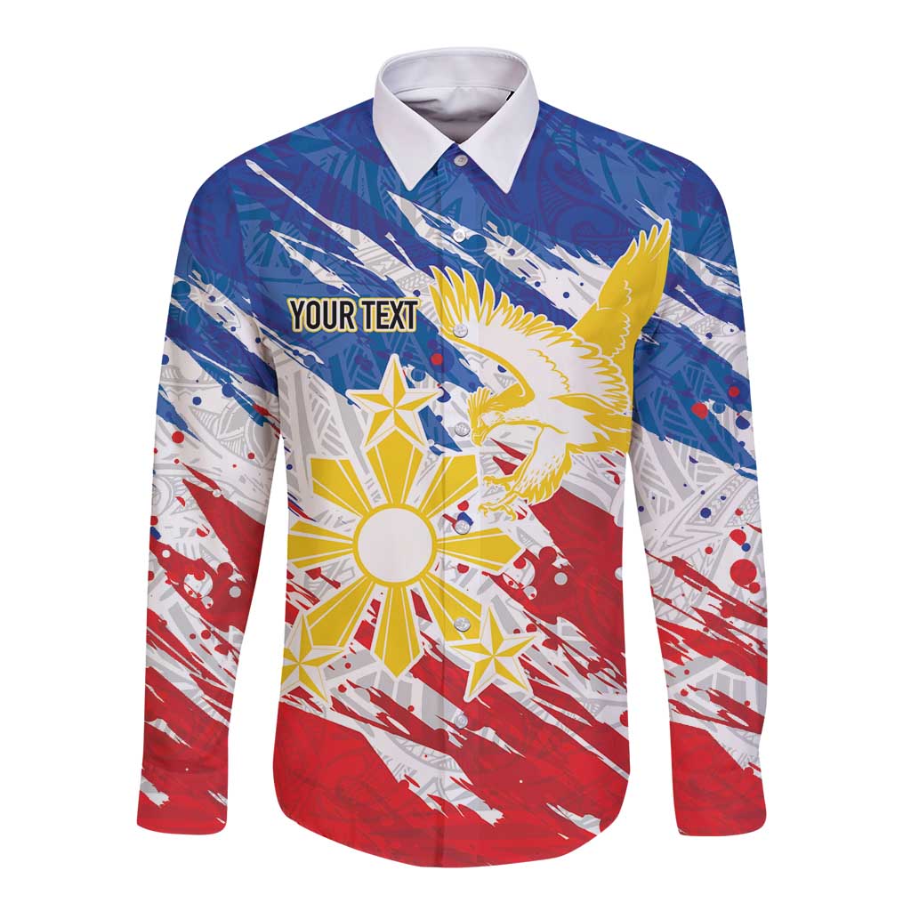 Personalized Filipino Sun and Stars Long Sleeve Button Shirt Grunge Vibes