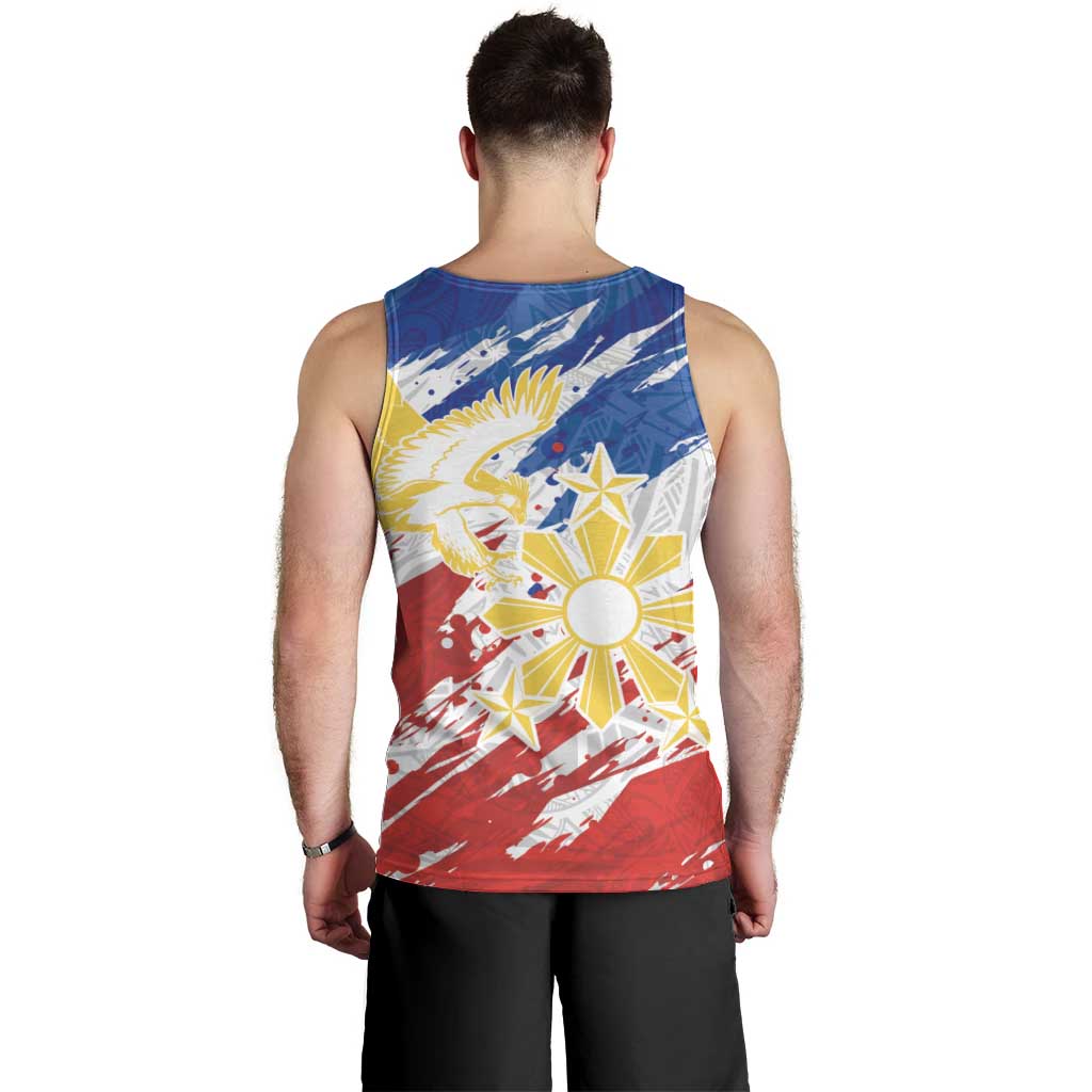 Personalized Filipino Sun and Stars Men Tank Top Grunge Vibes LT7 - Polynesian Pride