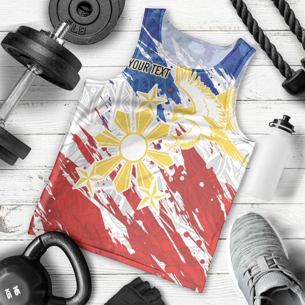Personalized Filipino Sun and Stars Men Tank Top Grunge Vibes LT7 - Polynesian Pride