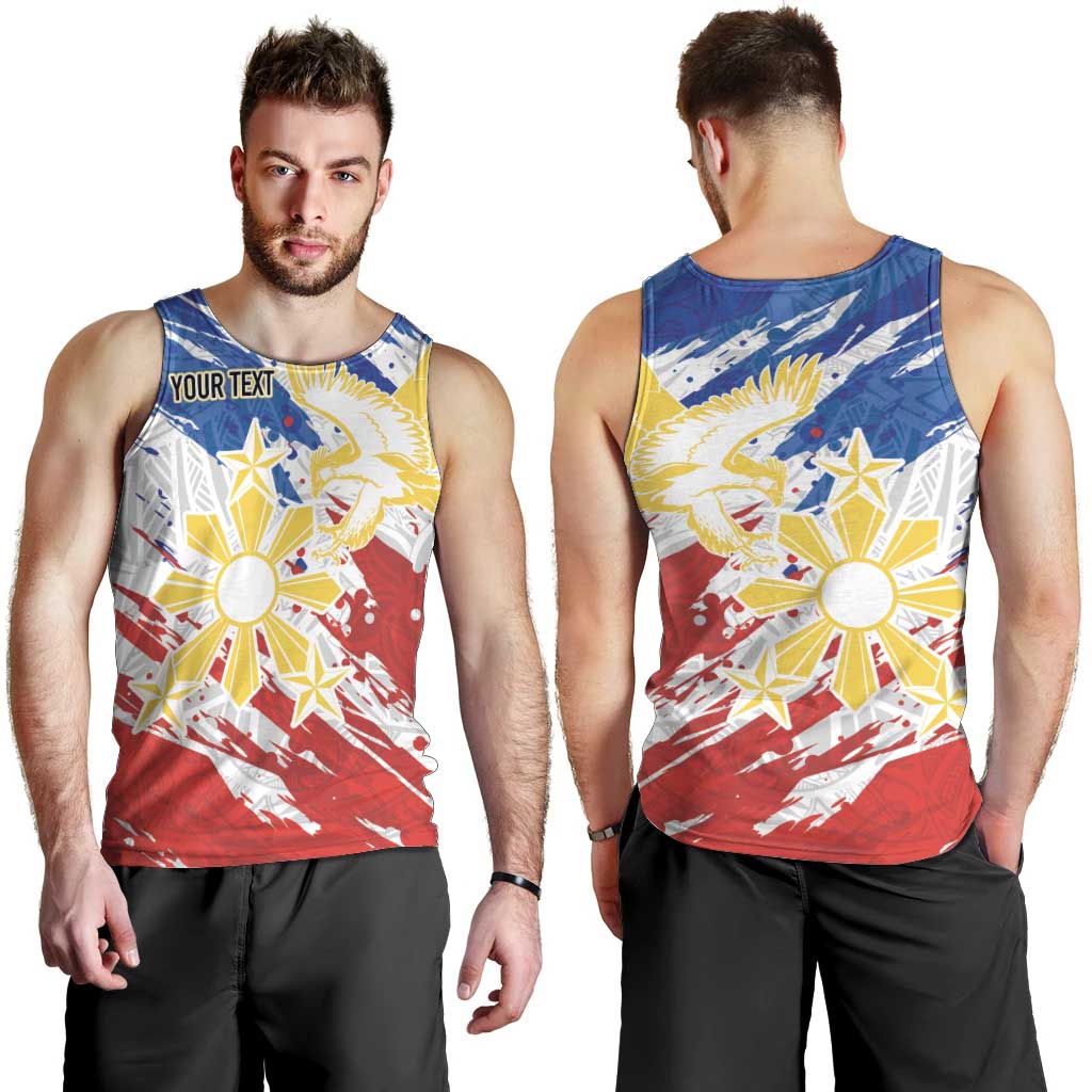 Personalized Filipino Sun and Stars Men Tank Top Grunge Vibes LT7 - Polynesian Pride