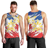 Personalized Filipino Sun and Stars Men Tank Top Grunge Vibes LT7 - Polynesian Pride