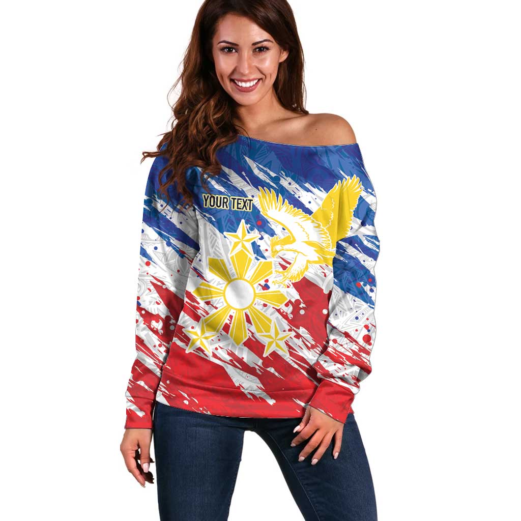 Personalized Filipino Sun and Stars Off Shoulder Sweater Grunge Vibes
