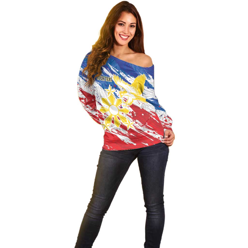 Personalized Filipino Sun and Stars Off Shoulder Sweater Grunge Vibes