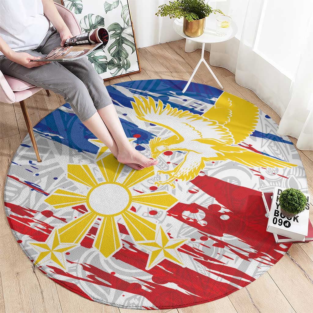 Filipino Sun and Stars Round Carpet Grunge Vibes