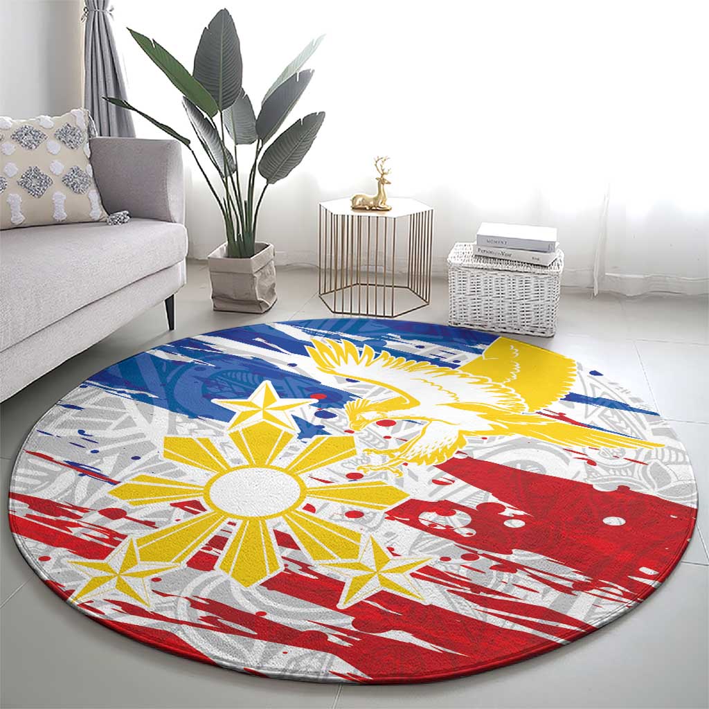 Filipino Sun and Stars Round Carpet Grunge Vibes