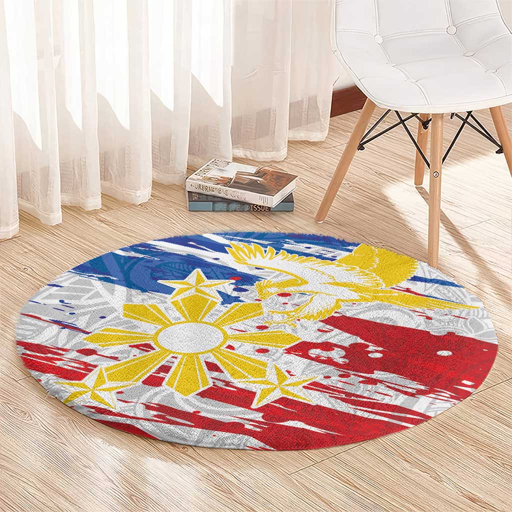 Filipino Sun and Stars Round Carpet Grunge Vibes