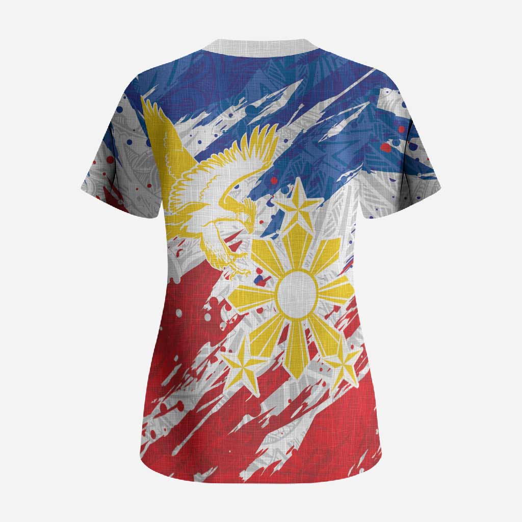 Personalized Filipino Sun and Stars Scrub Top Grunge Vibes
