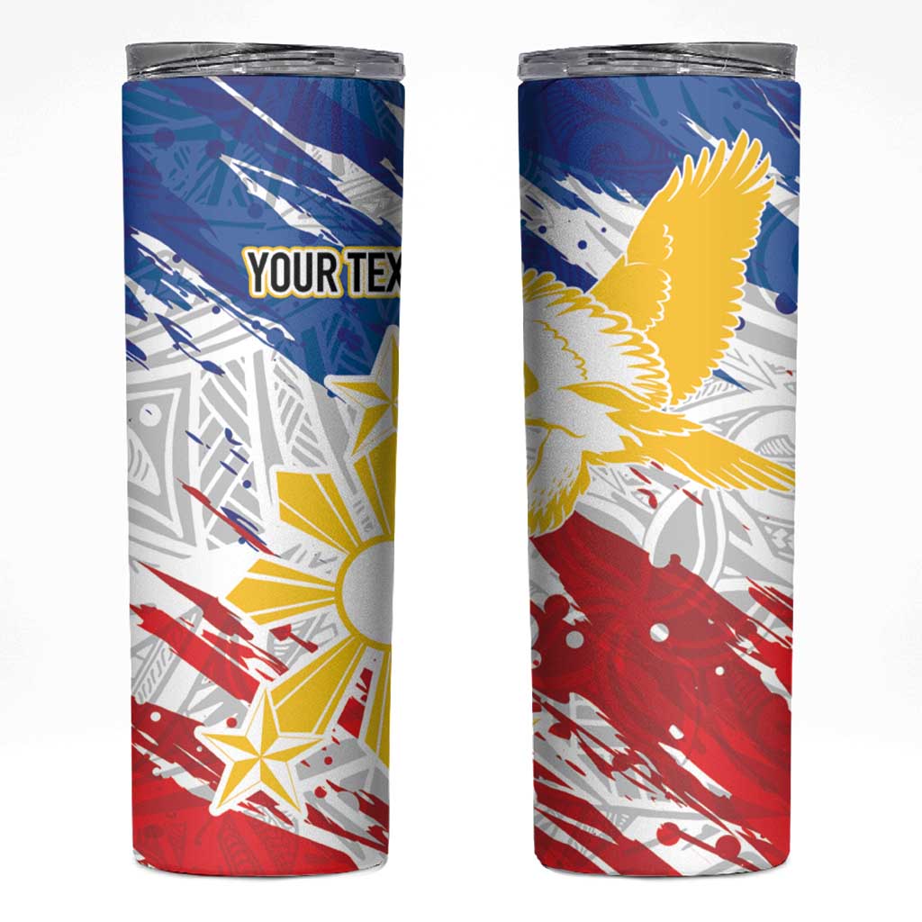 Personalized Filipino Sun and Stars Skinny Tumbler Grunge Vibes LT7 White - Polynesian Pride