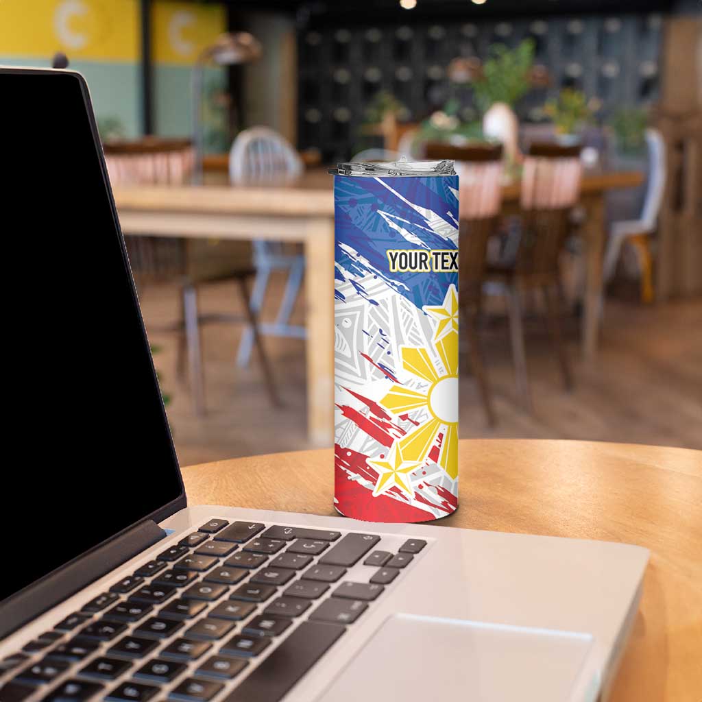 Personalized Filipino Sun and Stars Skinny Tumbler Grunge Vibes LT7 - Polynesian Pride