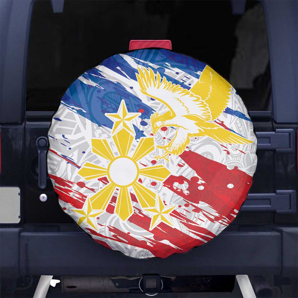Filipino Sun and Stars Spare Tire Cover Grunge Vibes LT7 No hole White - Polynesian Pride