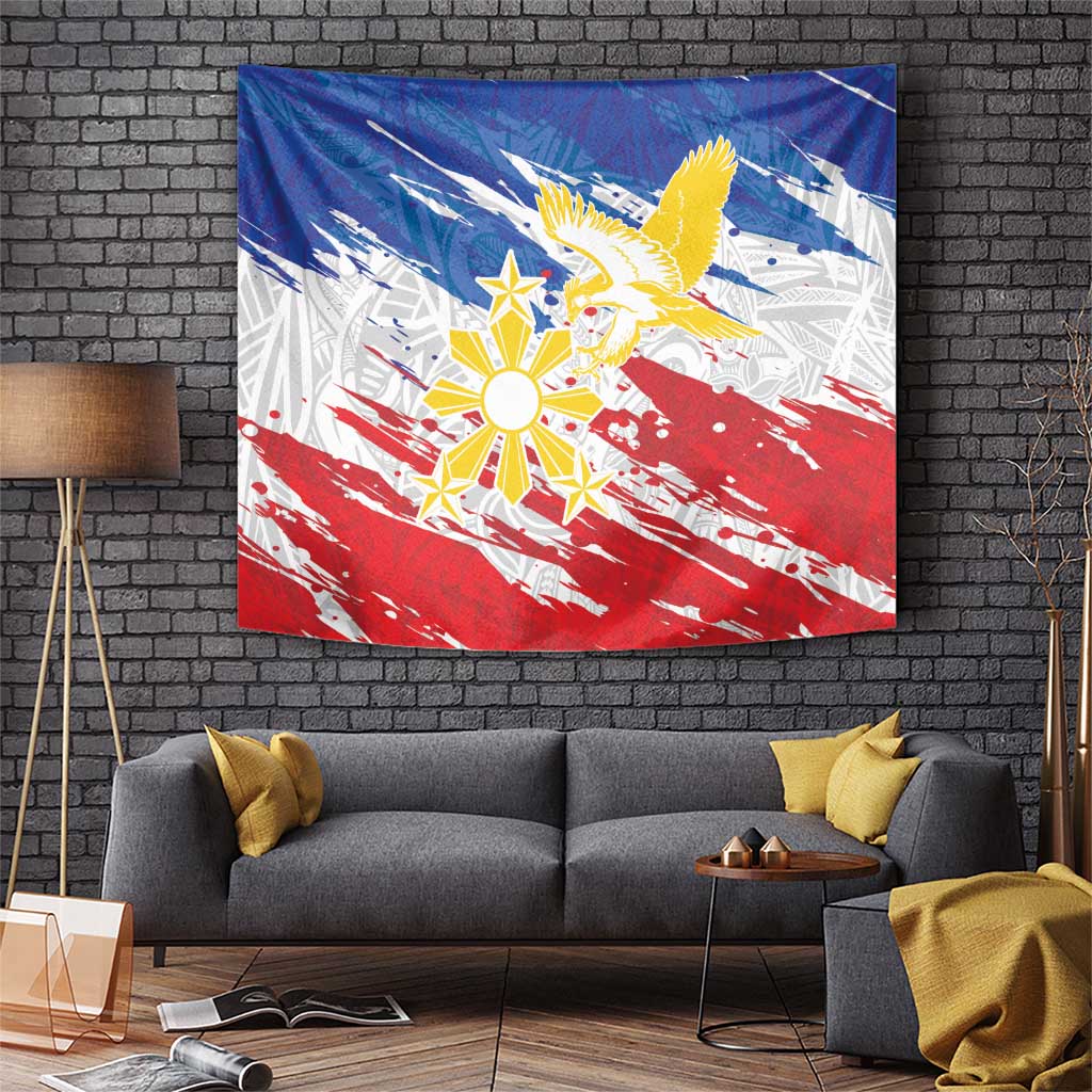 Filipino Sun and Stars Tapestry Grunge Vibes LT7 White - Polynesian Pride