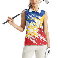 Personalized Filipino Sun and Stars Women Sleeveless Polo Shirt Grunge Vibes LT7 - Polynesian Pride