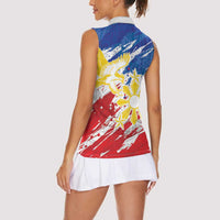 Personalized Filipino Sun and Stars Women Sleeveless Polo Shirt Grunge Vibes LT7 - Polynesian Pride