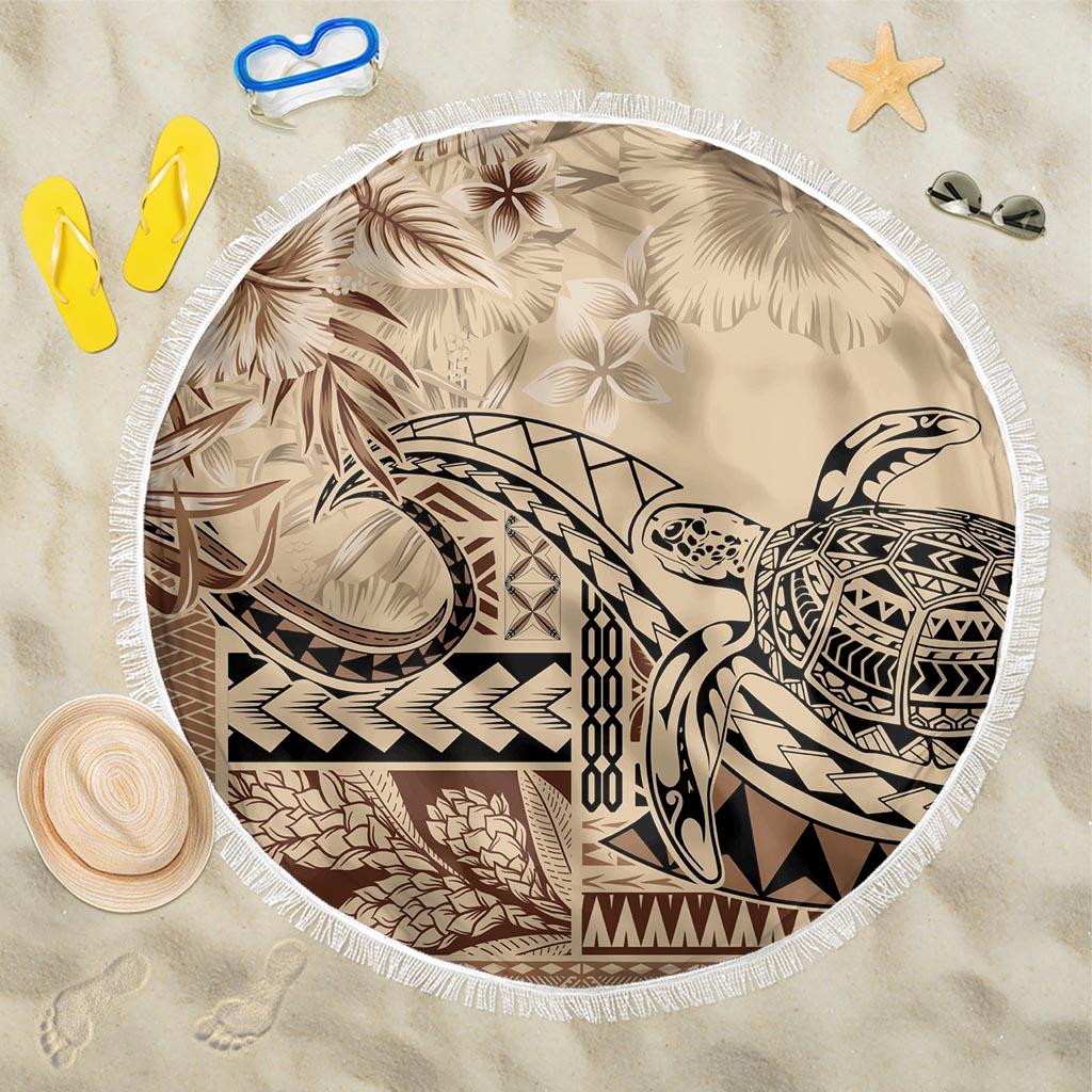 Vaiaso o le Gagana Samoa Beach Blanket Siapo Motif Beige