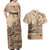 Vaiaso o le Gagana Samoa Couples Matching Off Shoulder Maxi Dress and Hawaiian Shirt Siapo Motif Beige