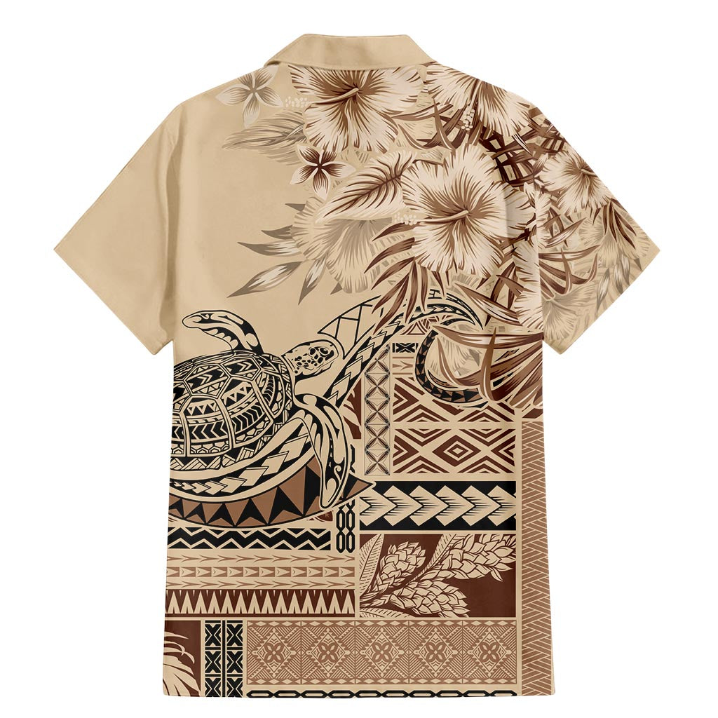 Vaiaso o le Gagana Samoa Family Matching Mermaid Dress and Hawaiian Shirt Siapo Motif Beige