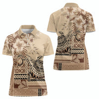 Vaiaso o le Gagana Samoa Women Polo Shirt Siapo Motif Beige