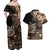 Vaiaso o le Gagana Samoa Couples Matching Off Shoulder Maxi Dress and Hawaiian Shirt Siapo Motif Black