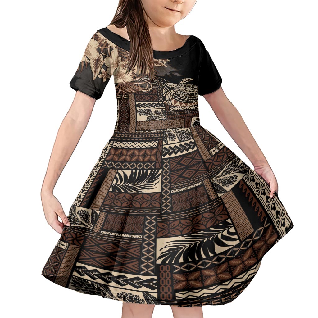 Vaiaso o le Gagana Samoa Family Matching Long Sleeve Bodycon Dress and Hawaiian Shirt Siapo Motif Black